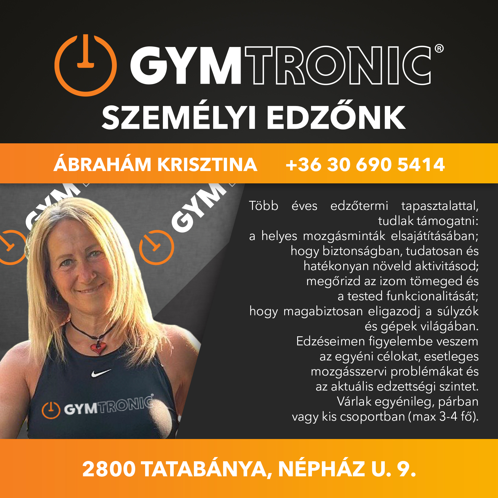 GYMtronic Tatabánya - Ábrahám Krisztina személyi edző