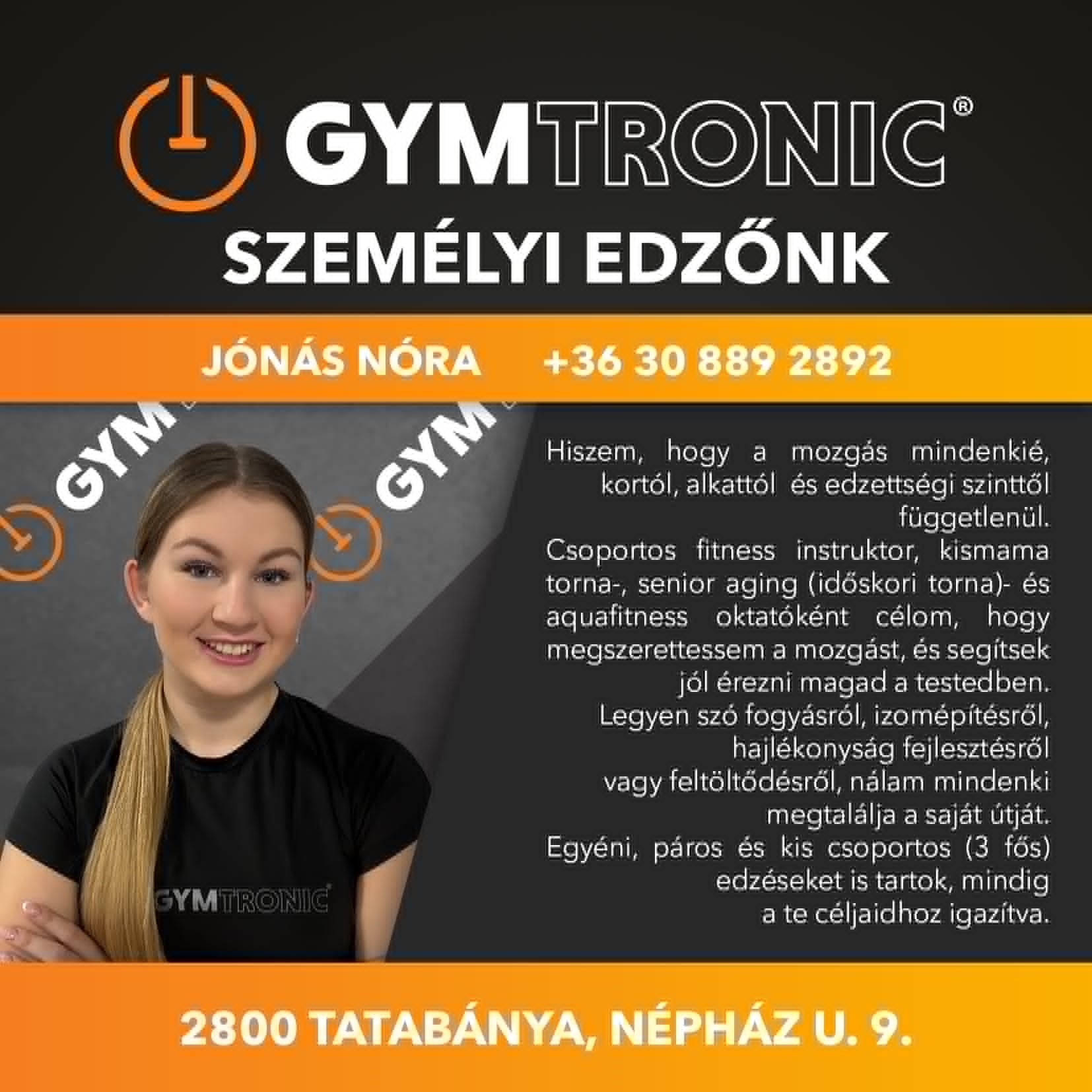 Jónás Nóra GYMtronic Tatabánya személyi edző